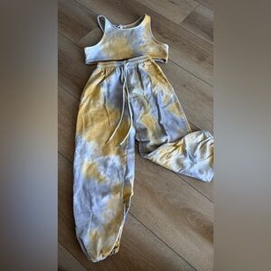 superdown Mustard and Gray Tie-Dye Jogger Set